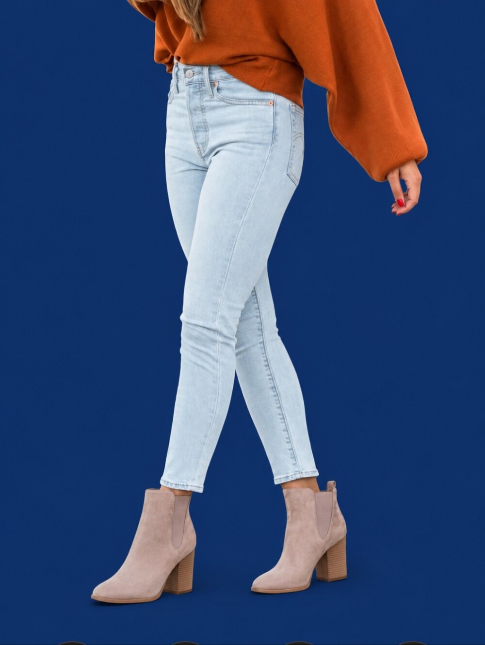 Levi's Wedgie Skinny Light Wash Button Fly Front Ankle Jeans Classic W30 L27